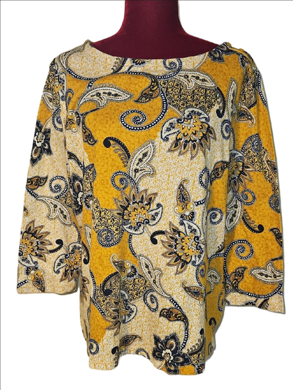 Charter Club Black & Gold Paisley Top Size Extra Large